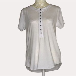 Z Supply Henley T-Shirt Knit Top Blouse Short Sleeve White S